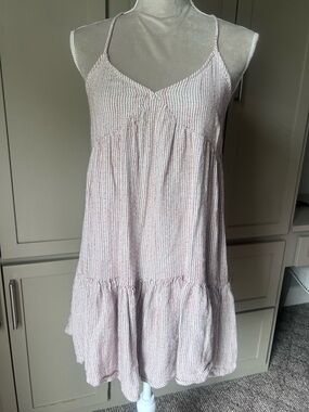 Aerie Women’s Light Brown Striped Spaghetti Strap Sundress - Size Small